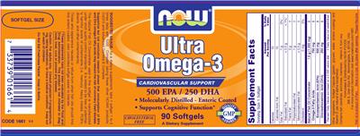 Photo of the NOW Ultra Omega-3 label