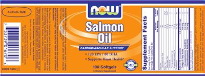 Photo of the NOW Salmon Oil label