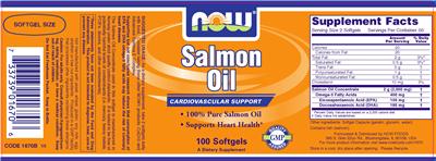 Photo of the NOW Salmon Oil label