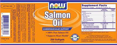 Photo of the NOW Salmon Oil label