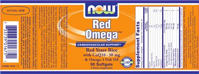 Photo of the NOW Red Omega with CoQ10 - 30 mg & Omega-3 Fish Oil label