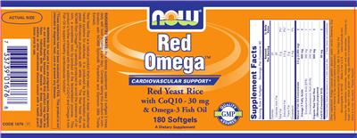 Photo of the NOW Red Omega With CoQ10 - 30 mg & Omega-3 Fish Oil label