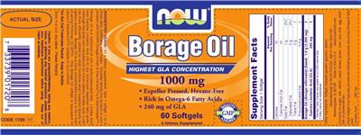 Photo of the NOW Borage Oil 1000 mg label