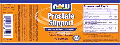 Photo of the NOW Prostate Support label