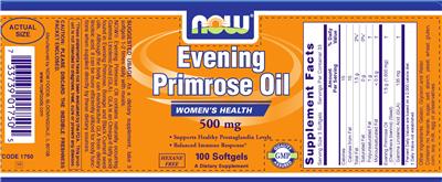 Photo of the NOW Evening Primrose Oil 500 mg label