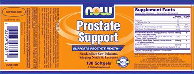 Photo of the NOW Prostate Support label