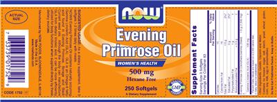 Photo of the NOW Evening Primrose Oil 500 mg label