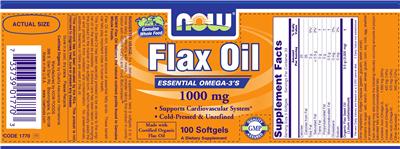 Photo of the NOW Flax Oil 1000 mg label