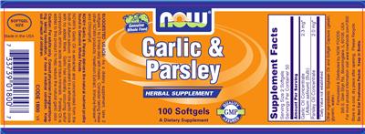 Photo of the NOW Garlic & Parsley label
