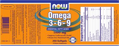 Photo of the NOW Omega 3-6-9 1000 mg label