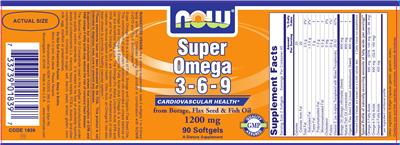Photo of the NOW Super Omega 3-6-9 1200 mg label