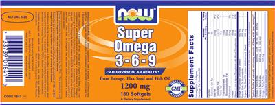 Photo of the NOW Super Omega 3-6-9 1200 mg label