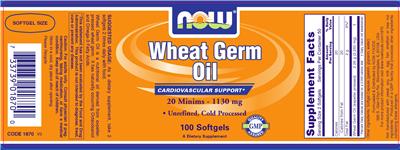 Photo of the NOW Wheat Germ Oil 20 Minims - 1130 mg label