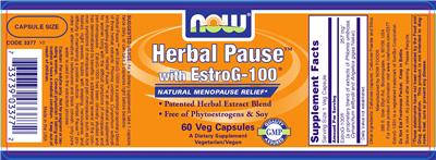 Photo of the NOW Herbal Pause With EstroG-100 label
