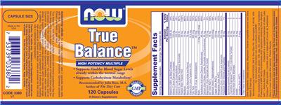 Photo of the NOW True Balance label