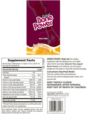 Photo of the Nature's Plus Liquid Bone Power With Boron Natural Orange Cream Flavor label