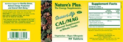 Photo of the Nature's Plus Source Of Life Cal/Mag label