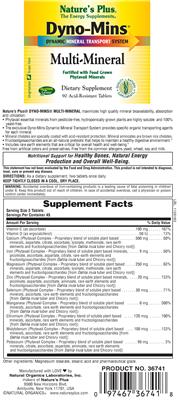 Photo of the Nature's Plus Dyno-Mins Multi-Mineral label