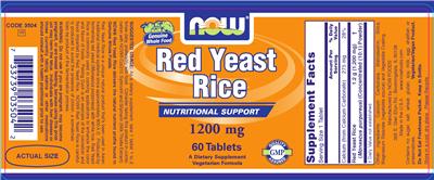Photo of the NOW Red Yeast Rice 1200 mg label