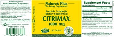 Photo of the Nature's Plus Citrimax 1000 mg label