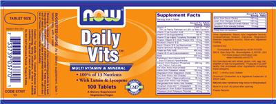 Photo of the NOW Daily Vits label