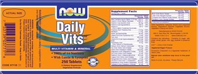 Photo of the NOW Daily Vits label