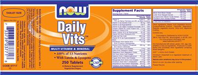 Photo of the NOW Daily Vits label