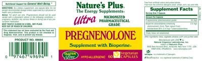 Photo of the Nature's Plus Ultra Pregnenolone label