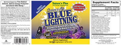 Photo of the Nature's Plus Source Of Life Blue Lightning label