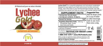 Photo of the IVL Institute For Vibrant Living Lychee Gold label
