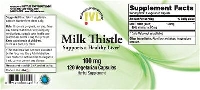 Photo of the IVL Institute For Vibrant Living Milk Thistle label