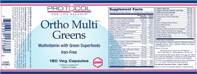 Photo of the Protocol For Life Balance Ortho Multi Greens label