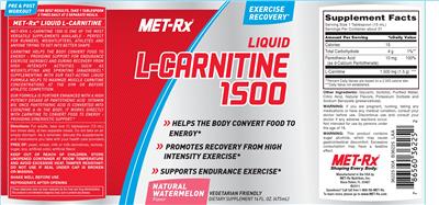 Photo of the MET-Rx Liquid L-Carnitine 1500 Natural Watermelon label