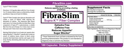 Photo of the Elation Therapy FibraSlim Super K Fiber Complex label