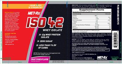 Photo of the MET-Rx ISO 42 Fruit Punch Flavor label
