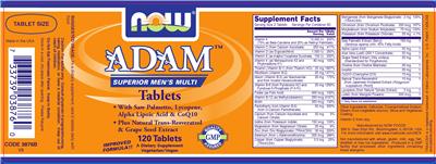 Photo of the NOW Adam Tablets label
