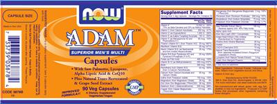 Photo of the NOW Adam Capsules label