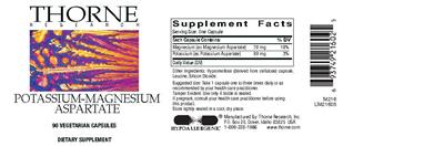 Product label for Potassium-Magnesium Aspartate