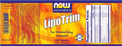 Photo of the NOW Sports LipoTrim label