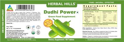 Photo of the Herbal Hills Dudhi Power Green Food Supplement label