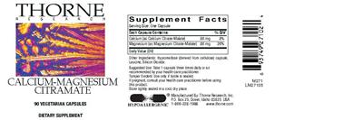 Photo of the Thorne Research Calcium-Magnesium Citramate label