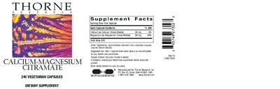 Photo of the Thorne Research Calcium-Magnesium Citramate label