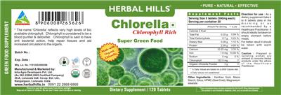 Photo of the Herbal Hills Chlorella Super Green Food label