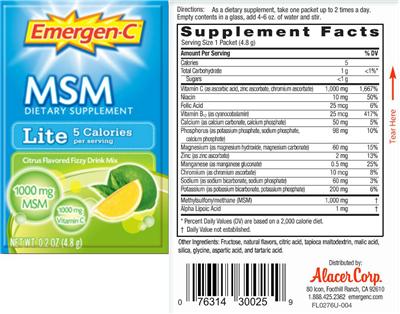 MSM Lite Citrus Flavored Fizzy Drink Mix