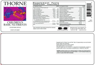 Product label for Children's Basic Nutrients