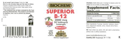 Biochem Superior B-12 3000 mcg Berry Flavor