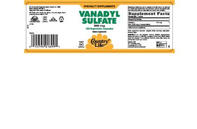 Photo of the Country Life Vanadyl Sulfate 5000 mcg label