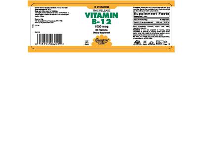 Photo of the Country Life Vitamin B-12 1000 mcg label