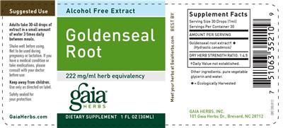 Photo of the Gaia Herbs Goldenseal Root label