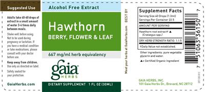 Photo of the Gaia Herbs Hawthorn Berry, Flower & Leaf label